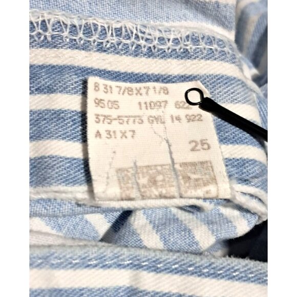 Lee Womens Vintage High Waist Striped Denim Shorts Size 14 Petite Blue & White - Picture 8 of 8